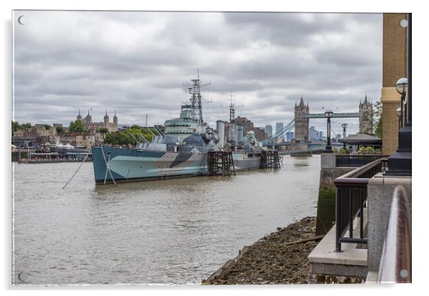 HMS Belfast from the Queens Walk Acrylic by Jason Wells