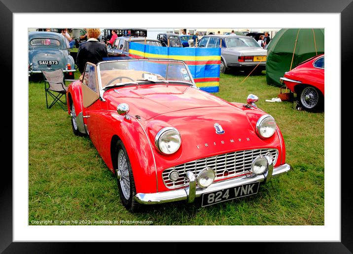 1959 Triumph TR3A red Framed Mounted Print by john hill