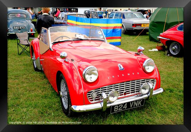 1959 Triumph TR3A red Framed Print by john hill