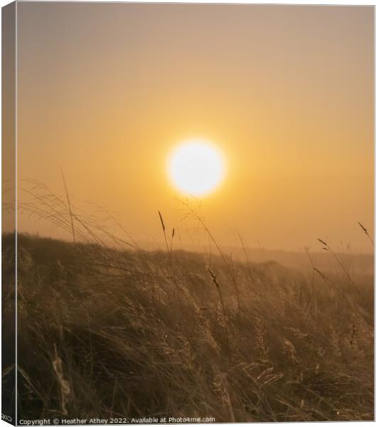 Foggy Moorland Sunrise Canvas Print by Heather Athey
