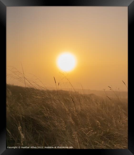 Foggy Moorland Sunrise Framed Print by Heather Athey
