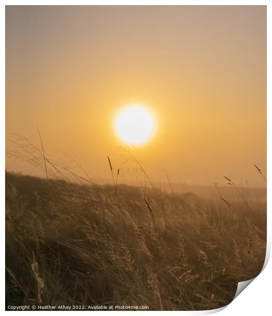 Foggy Moorland Sunrise Print by Heather Athey