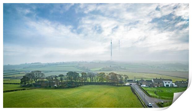 Mist on Emley Moor Mast Print by Apollo Aerial Photography