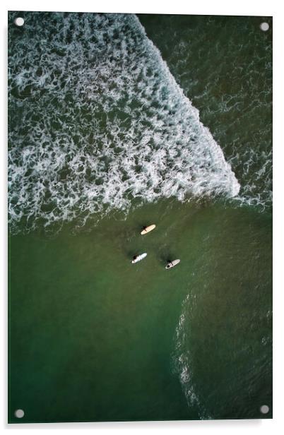 Three go Surfing Acrylic by Dan Ward