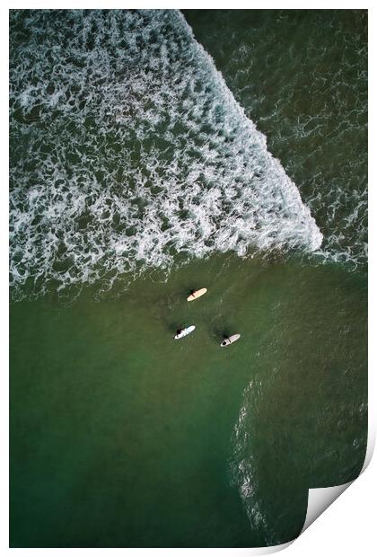 Three go Surfing Print by Dan Ward