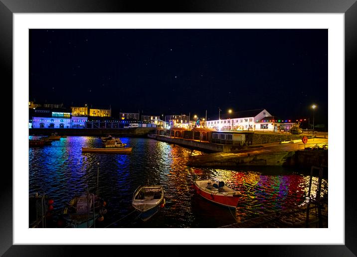 Porthleven christmas lights Framed Mounted Print by kathy white