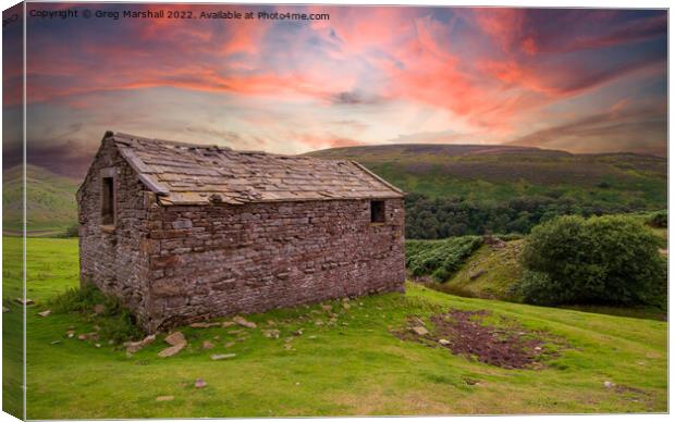Yorkshire Dale Barn Swaledale Canvas Print by Greg Marshall