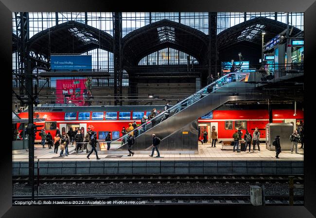 Hamburg Hauptbahnhof Escalation  Framed Print by Rob Hawkins