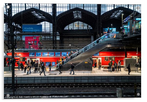 Hamburg Hauptbahnhof Escalation  Acrylic by Rob Hawkins