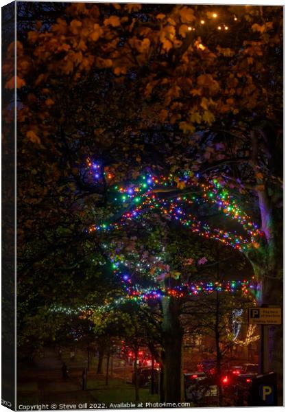 Harrogate Sparkles at Night with Ornamental Tree Lights   Canvas Print by Steve Gill