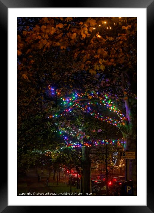 Harrogate Sparkles at Night with Ornamental Tree Lights   Framed Mounted Print by Steve Gill