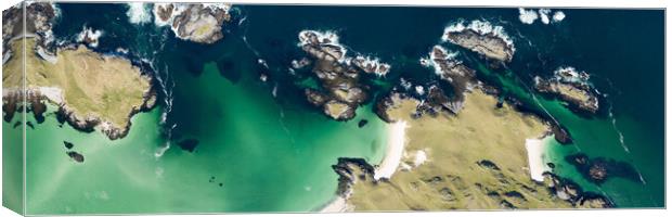 Little Bernera beaches aerial Isle of Lewis Outer hebrides Canvas Print by Sonny Ryse