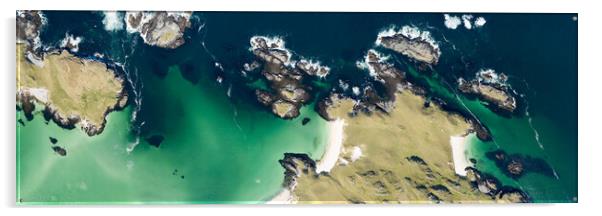 Little Bernera beaches aerial Isle of Lewis Outer hebrides Acrylic by Sonny Ryse