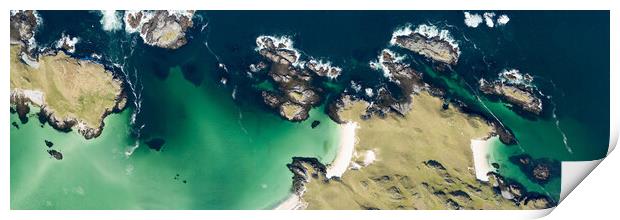 Little Bernera beaches aerial Isle of Lewis Outer hebrides Print by Sonny Ryse
