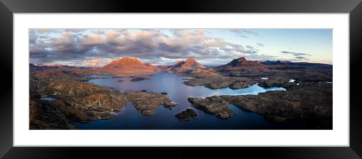 Loch Sionasgaig aerial Sunset Highlands Scotland Framed Mounted Print by Sonny Ryse