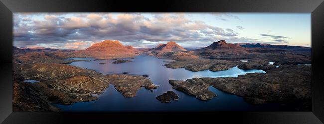 Loch Sionasgaig aerial Sunset Highlands Scotland Framed Print by Sonny Ryse