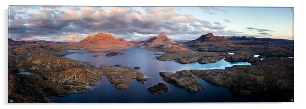 Loch Sionasgaig aerial Sunset Highlands Scotland Acrylic by Sonny Ryse