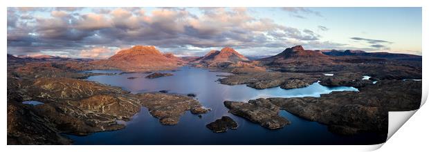Loch Sionasgaig aerial Sunset Highlands Scotland Print by Sonny Ryse