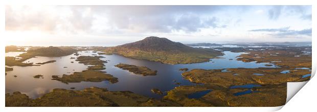 loch euphoirt and burrival and Lee mountains aerial north uist Locheport outer hebrides Print by Sonny Ryse