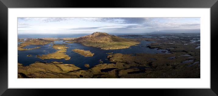 loch euphoirt and burrival and Lee mountains aerial north uist Locheport outer hebrides Framed Mounted Print by Sonny Ryse