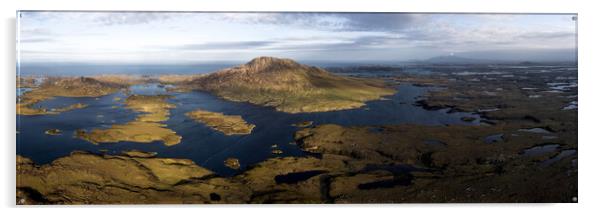 loch euphoirt and burrival and Lee mountains aerial north uist Locheport outer hebrides Acrylic by Sonny Ryse