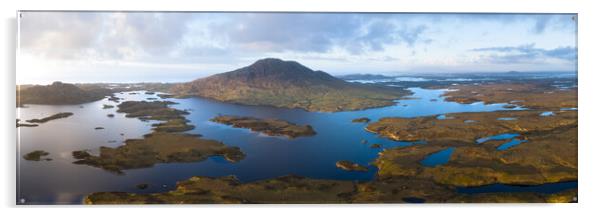 loch euphoirt and burrival and Lee mountains aerial north uist Locheport outer hebrides Acrylic by Sonny Ryse