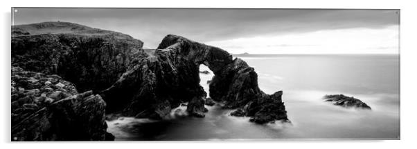Stac a’ Phris Arch black and white Isle of Lewis Outer Hebrides Scotland Acrylic by Sonny Ryse