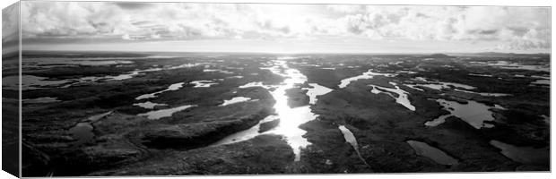 Lochs of North Uist Aerial Black and white Outer Hebrides Canvas Print by Sonny Ryse