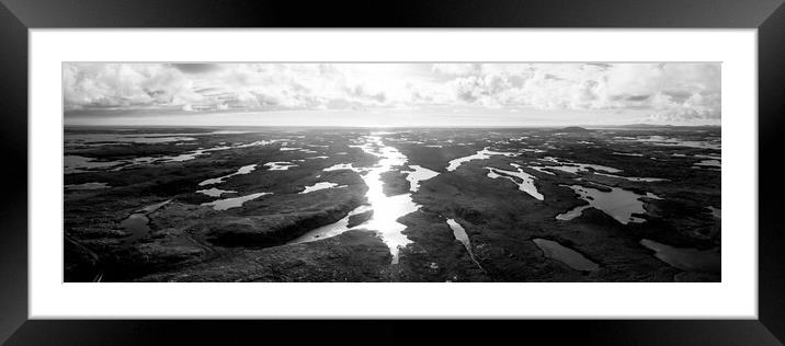 Lochs of North Uist Aerial Black and white Outer Hebrides Framed Mounted Print by Sonny Ryse