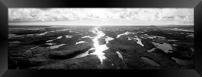 Lochs of North Uist Aerial Black and white Outer Hebrides Framed Print by Sonny Ryse