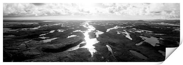 Lochs of North Uist Aerial Black and white Outer Hebrides Print by Sonny Ryse
