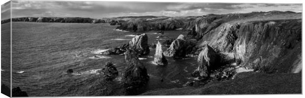 Mangersta Sea Stacks Isle of Lewis Outer Hebrides Black and white Canvas Print by Sonny Ryse