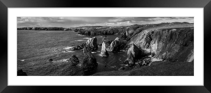 Mangersta Sea Stacks Isle of Lewis Outer Hebrides Black and white Framed Mounted Print by Sonny Ryse