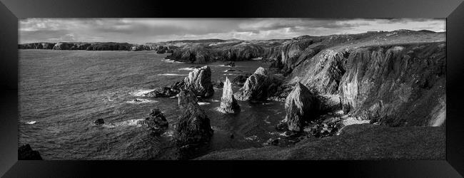 Mangersta Sea Stacks Isle of Lewis Outer Hebrides Black and white Framed Print by Sonny Ryse