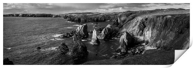 Mangersta Sea Stacks Isle of Lewis Outer Hebrides Black and white Print by Sonny Ryse