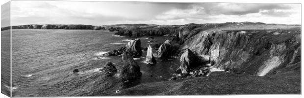 Mangersta Sea Stacks Isle of Lewis Outer Hebrides Black and white Canvas Print by Sonny Ryse