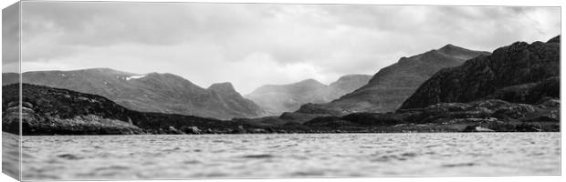 Scottish Loch and Mountains black and white Canvas Print by Sonny Ryse
