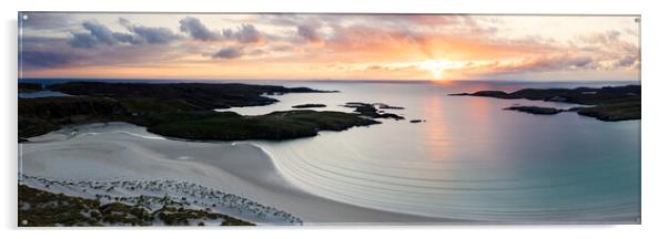 Uig Bay sunset Aerial Isle of Lewis Outer Hebrides Acrylic by Sonny Ryse