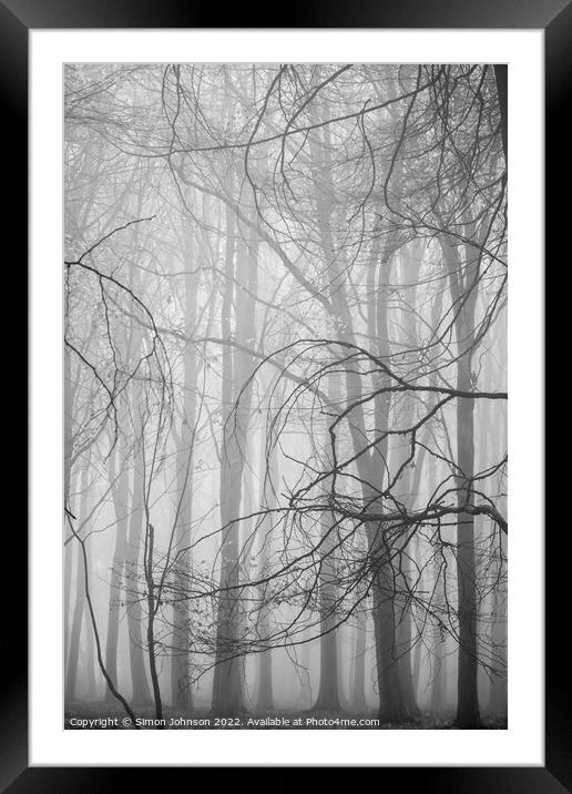 Misty woodland  Framed Mounted Print by Simon Johnson