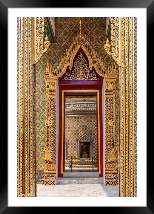 Detail of doorways in Wat Ratchabophit Sathitmahasimaram Ratchaw Framed Mounted Print by Kevin Hellon