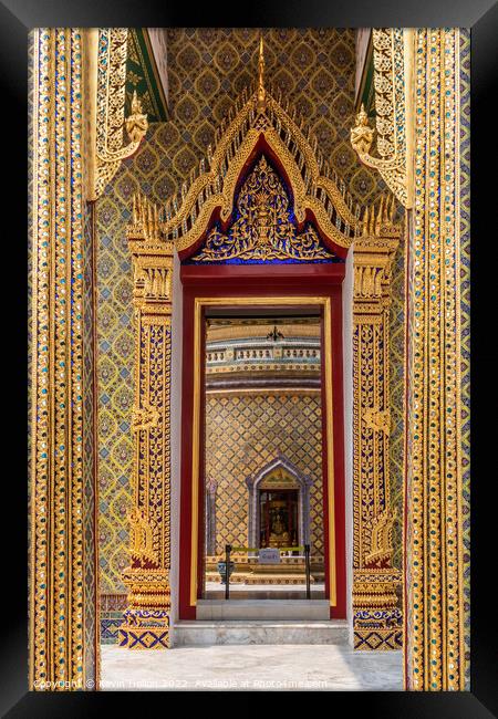 Detail of doorways in Wat Ratchabophit Sathitmahasimaram Ratchaw Framed Print by Kevin Hellon