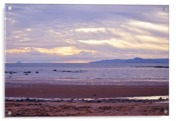 Ailsa Craig, Holy Isle and Arran from Seamill beac Acrylic by Allan Durward Photography