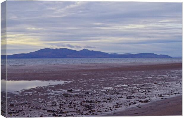 Seamill beach and Firth of Clyde view of Arran Canvas Print by Allan Durward Photography