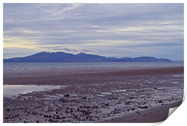 Seamill beach and Firth of Clyde view of Arran Print by Allan Durward Photography