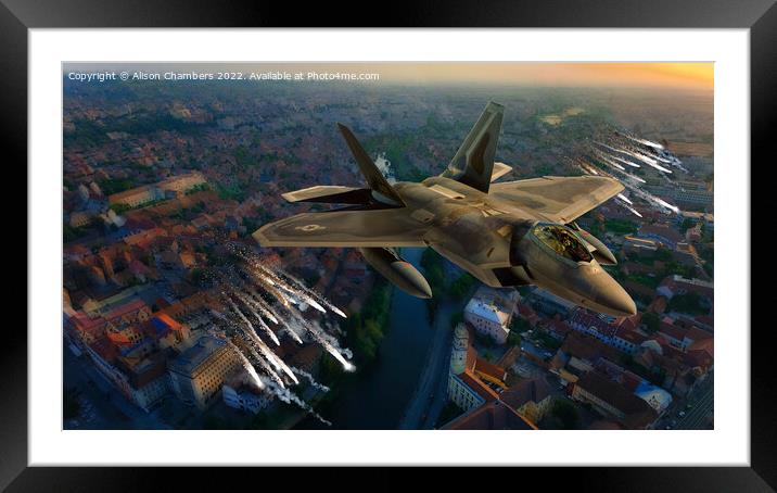 F22 Raptor Jet Framed Mounted Print by Alison Chambers