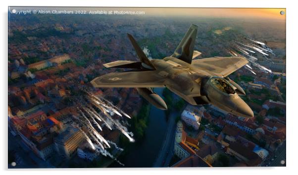 F22 Raptor Jet Acrylic by Alison Chambers
