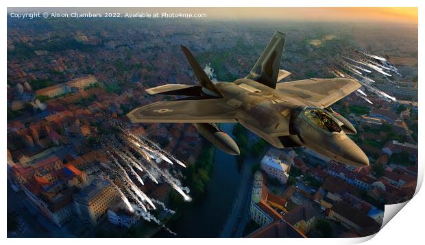F22 Raptor Jet Print by Alison Chambers