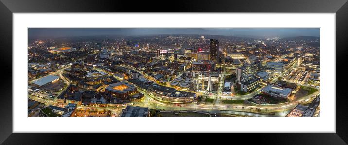 Sheffield City At Night Framed Mounted Print by Apollo Aerial Photography
