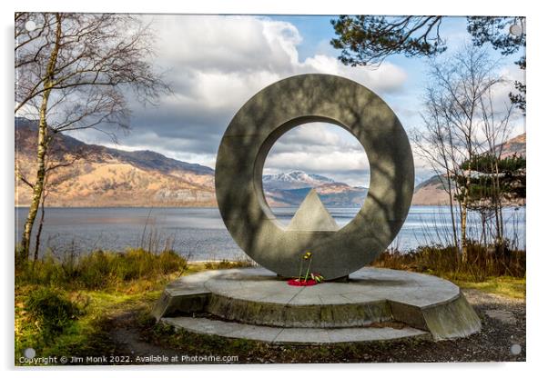 Rowardennan War Memorial, Loch Lomond  Acrylic by Jim Monk