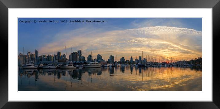 Vancouver Skyline - Yacht Harbour at Sunset Panora Framed Mounted Print by rawshutterbug 
